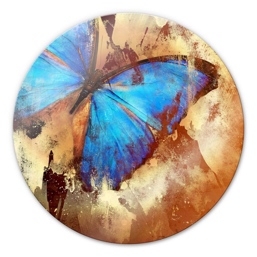 Tableau en verre - Butterfly Ice - rond