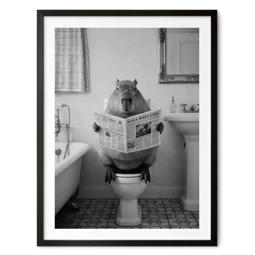 Poster Capybara dans les toilettes silencieuses
