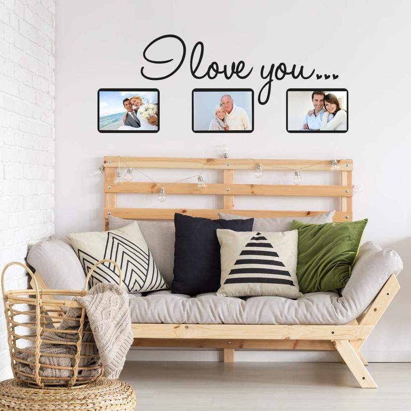 Wallsticker - I love you med plads til fotos