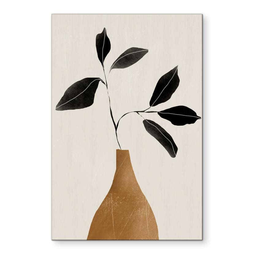 Billede af gren i gylden vase - ThingDesign – print på aluminium (Alu-Dibond)