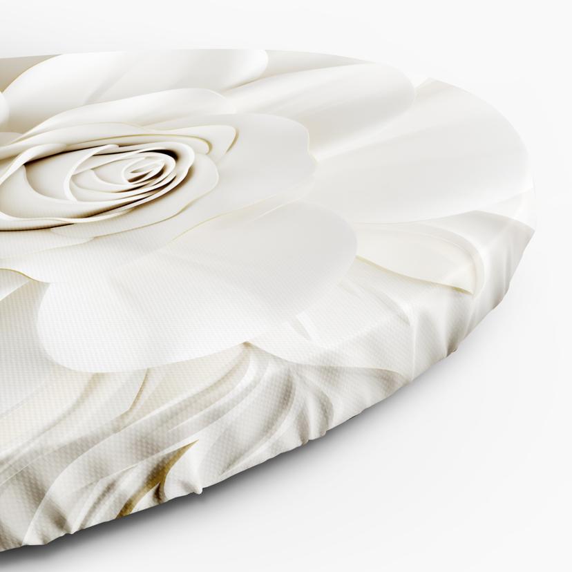 Tela rotonda Murale Bianco Fiore 3D