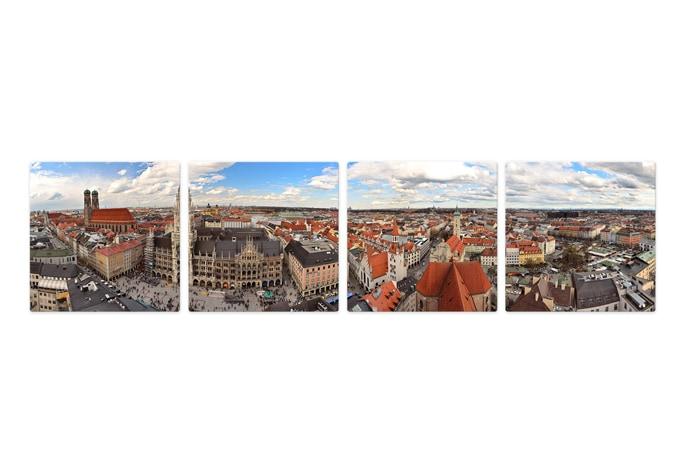Tableau en verre - Skyline de Munich (4 parties)