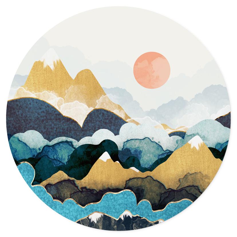 Adesivo murale sulla montagna sopra le nuvole - SpaceFrog Designs - Rotondo
