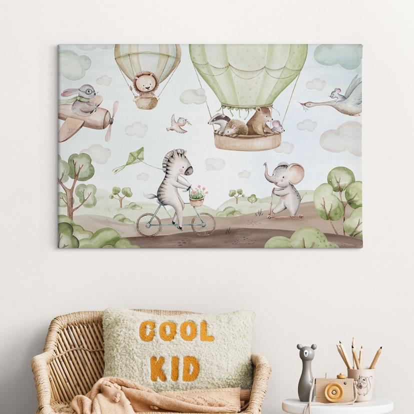 Canvas schilderij Ballonvaart van de dierenvrienden - Kvilis