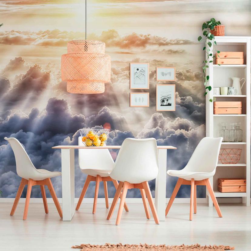 SunnyClouds tapet i blågrå - vægbeklædning Designwalls 2 - 2,55 x 3,5 m