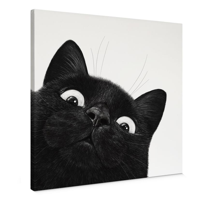 Tableau sur toile Chat noir amusant - Korenkova - Carré