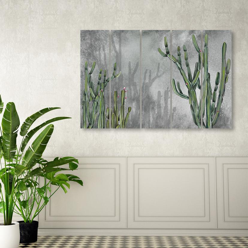 Stampa su tela 5 pezzi, grande cactus del deserto