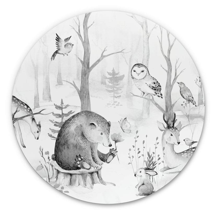 Tableau en alu-Dibond Kvilis - Amis des animaux en noir & blanc