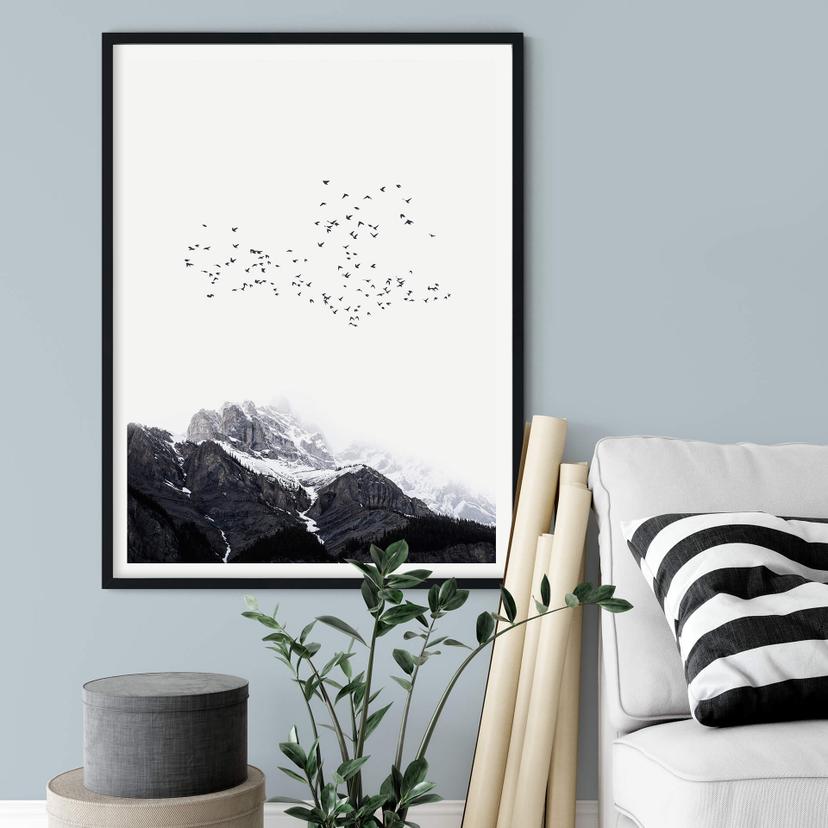 Póster Kubistika - En lo alto de las montañas