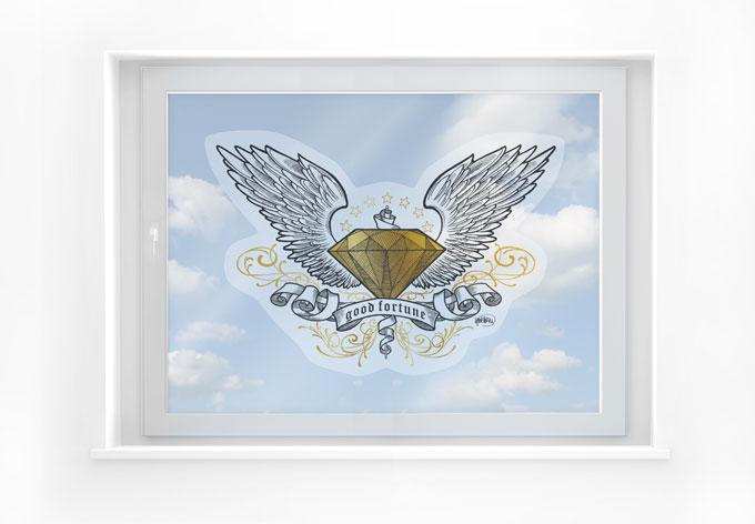 Cuadro de ventana LA Ink diamante con alas