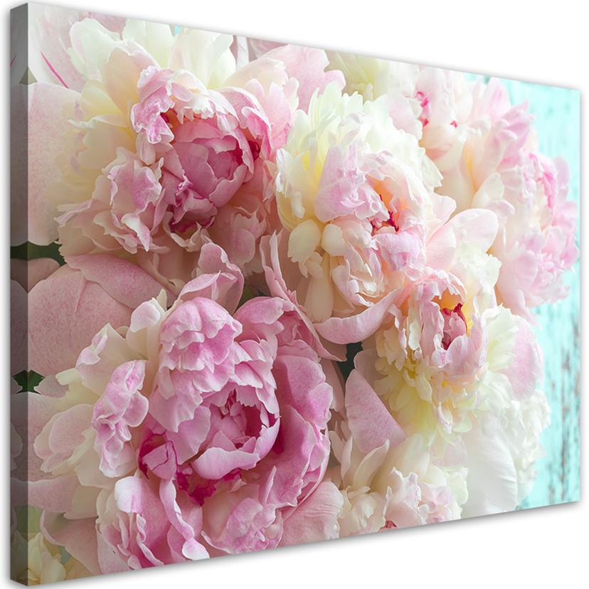 Canvasbillede, lyserøde pæonblomster