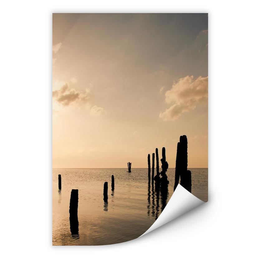 Zelfklevende Poster - Posts at Sunset