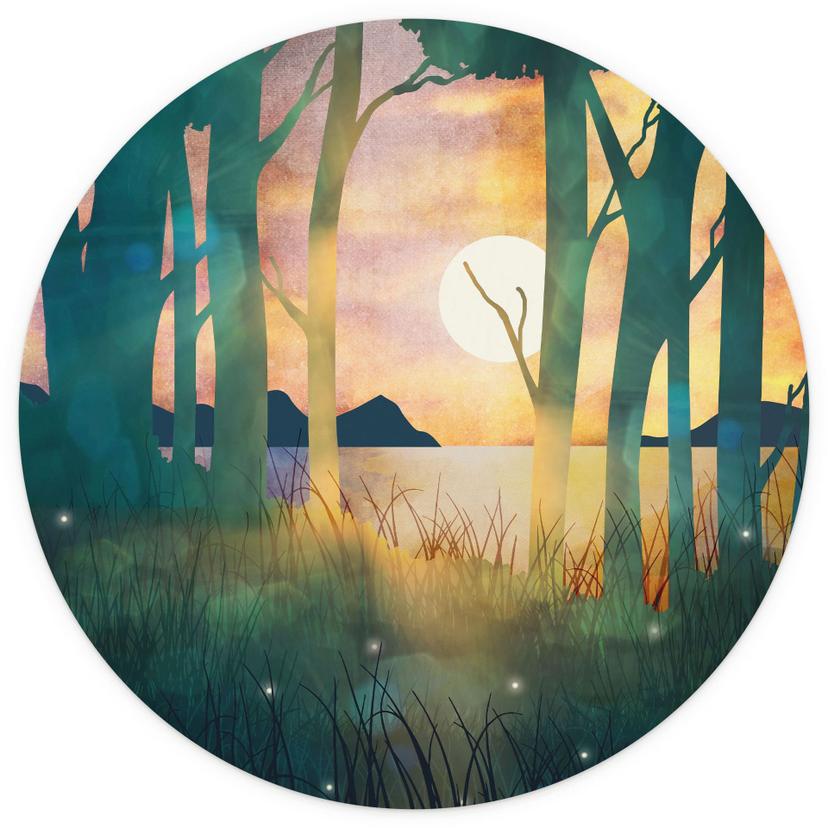 Behangcirkel Magie van het bos bij zonsondergang - SpaceFrog Designs - vliesbehang/zelfklevend vlies