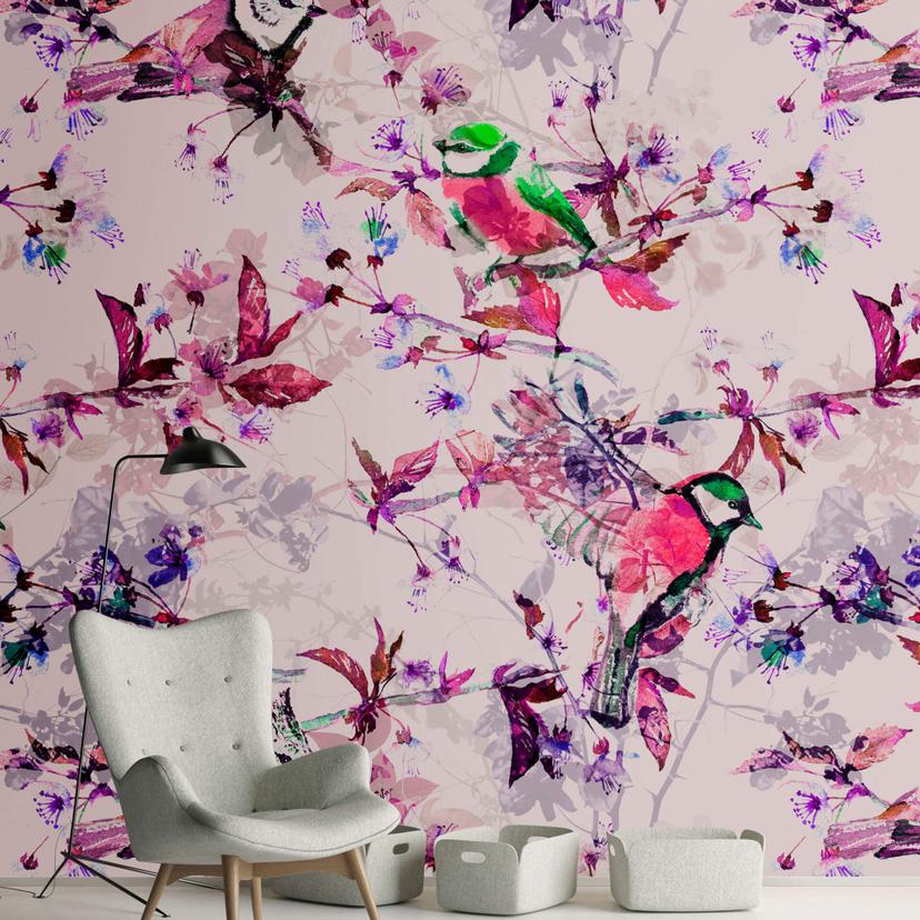 Livingwalls Fototapet Walls by Patel Songbirds 1