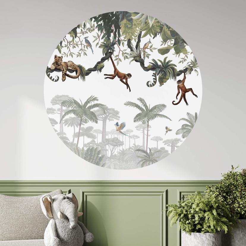 Wallsticker til børneværelset Kikki Belle - Cheeky monkeys - Round
