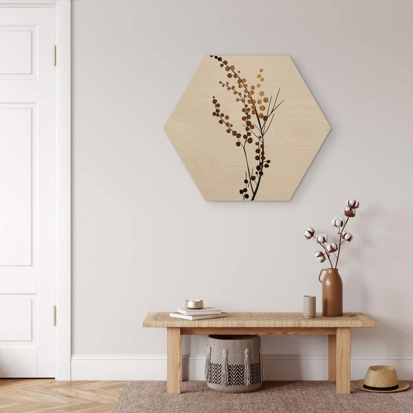 Esagono in legno Kubistika - Ramo dorato