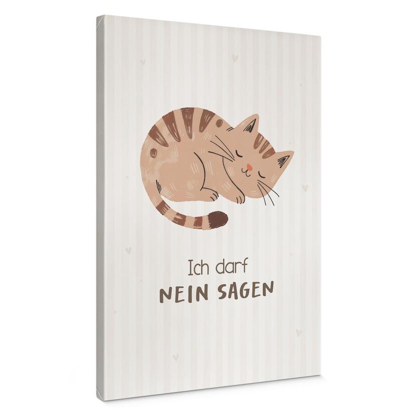 Leinwandbild mit Katze - Affirmation 'Ich darf nein sagen' für das Kinderzimmer