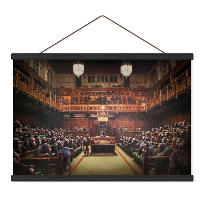 Textielposter - Monkey Parliament - Banksy