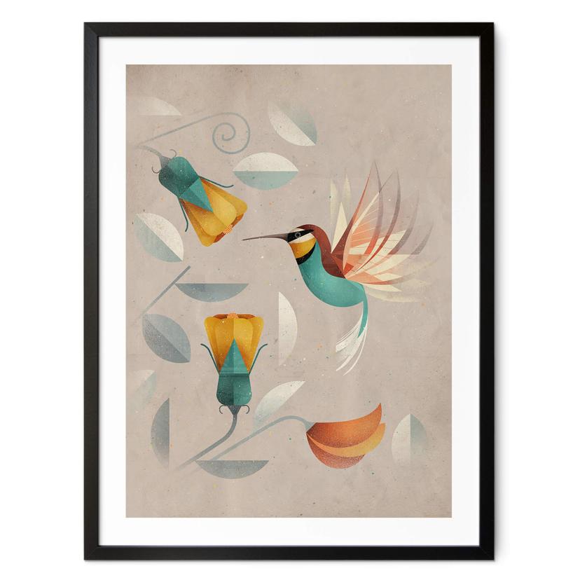 Póster Abstracto - Colibrí - Marrón
