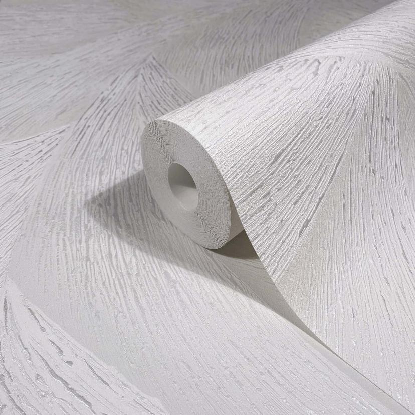 Non-woven tapet i vitt 3D-look vågor grafisk modern