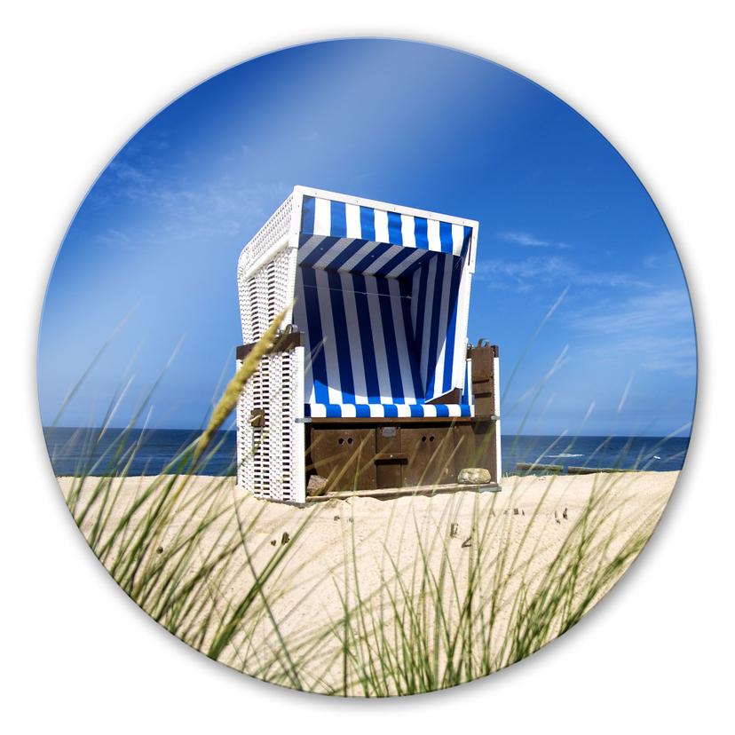 Tableau en verre - Corbeille de plage - Rond