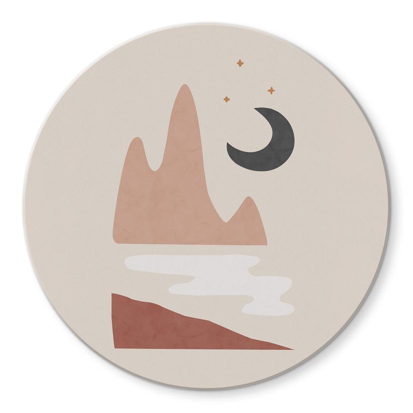 Tableau sur verre rond Orara Studio - Paysage nocturne