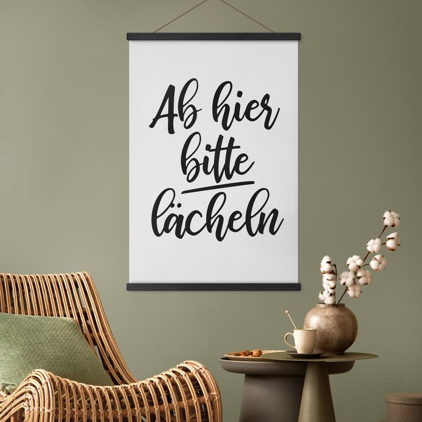 Affiche textile "Souriez à partir d'ici"