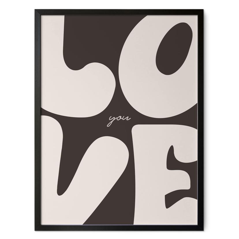 Typografi Plakat Love you Retro Letters
