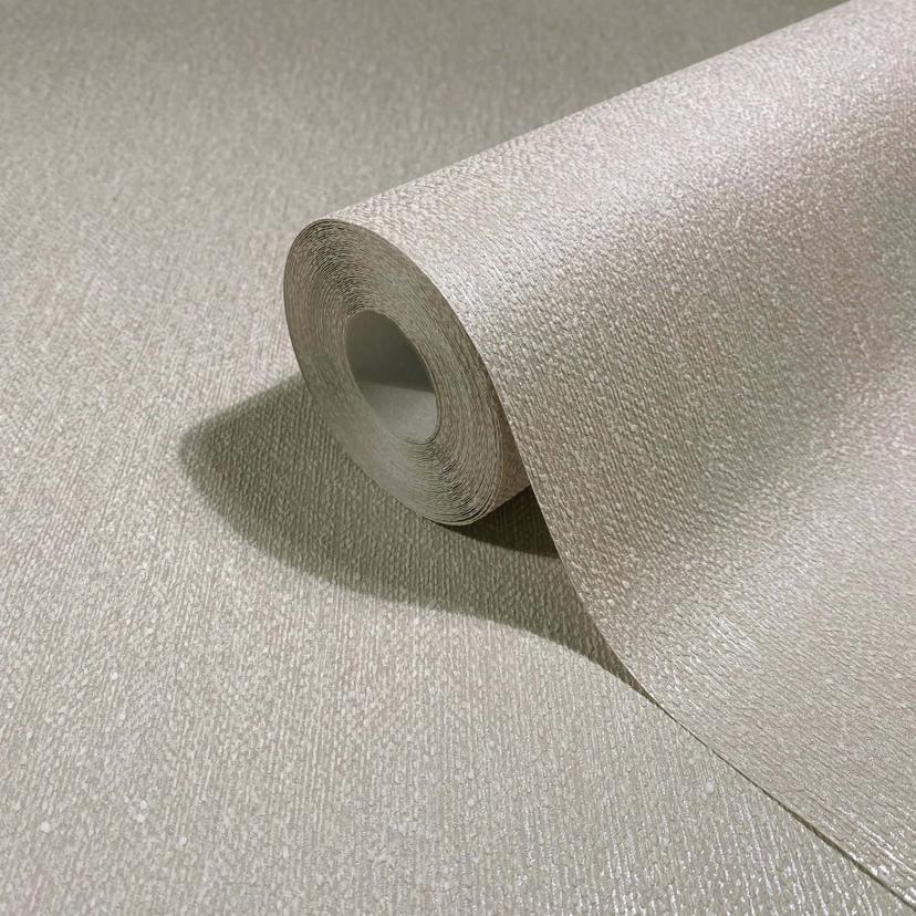 Papel pintado no tejido liso, textil liso clásico en beige