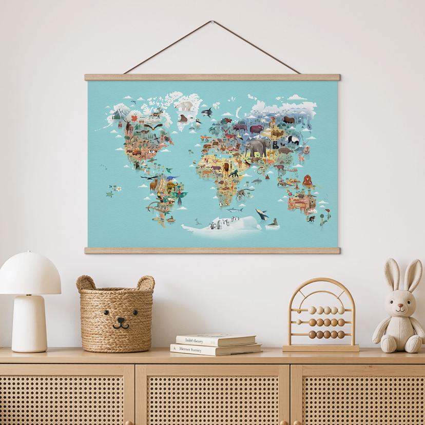 Stampa su tessuto Mappamondo - Braun