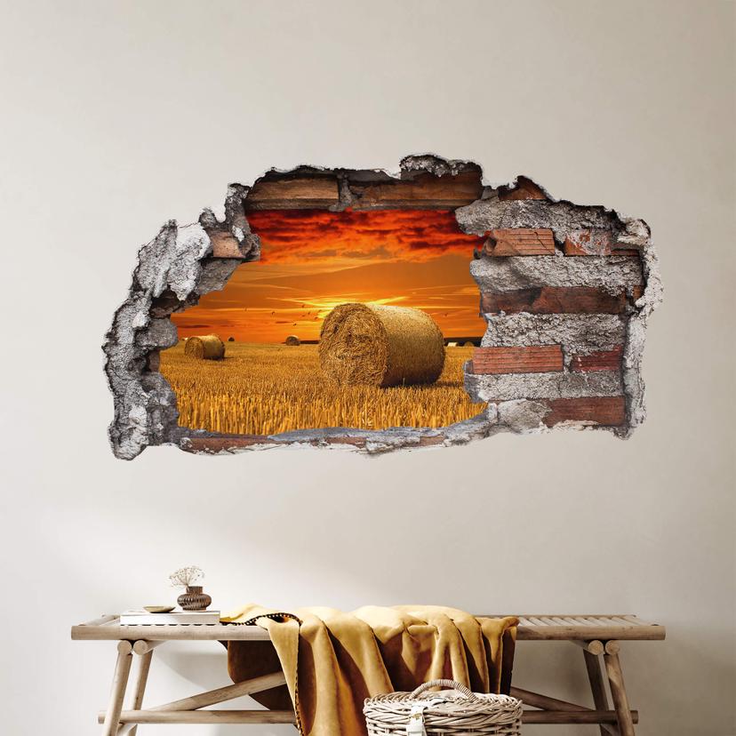3D Wallsticker med halmballer
