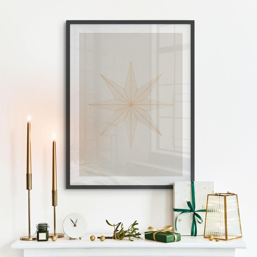 Kerstposter Geometrische gouden ster - Magnusson