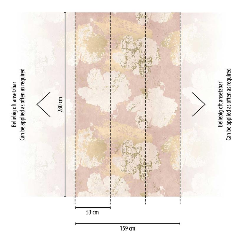 Carta da parati floreale in rosa pastello beige - Carta da parati in tessuto non tessuto con motivo