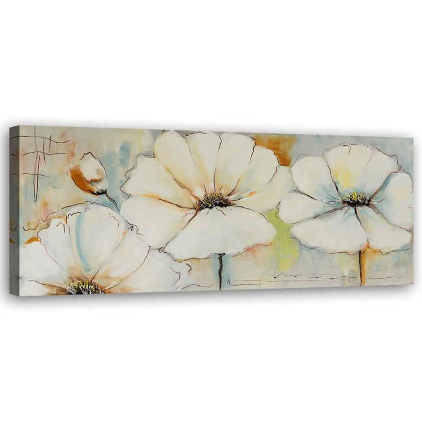 Tableau sur toile, Trois fleurs et un bourgeon