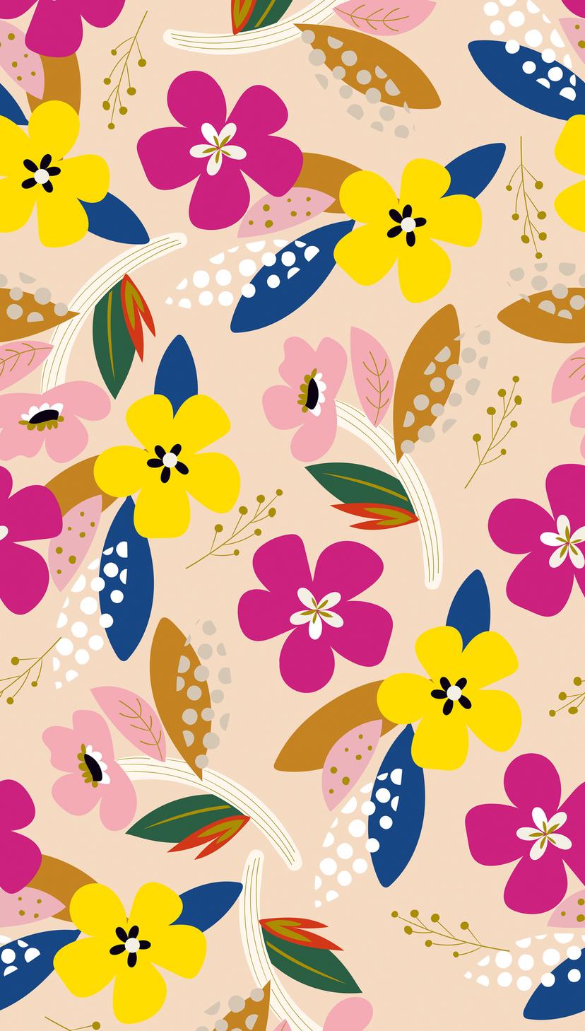 Papel pintado floral beige colorido - Papel pintado tejido-no tejido Floral Livingwalls - mate y lis