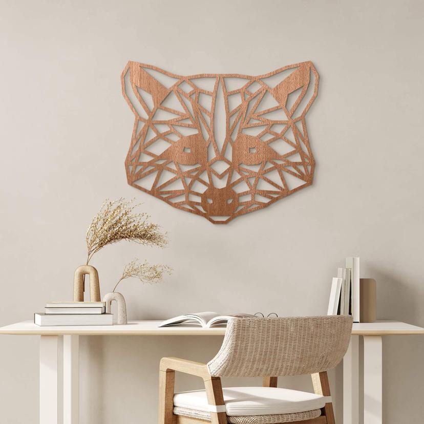 Décoration murale en bois acajou - Raton laveur origami
