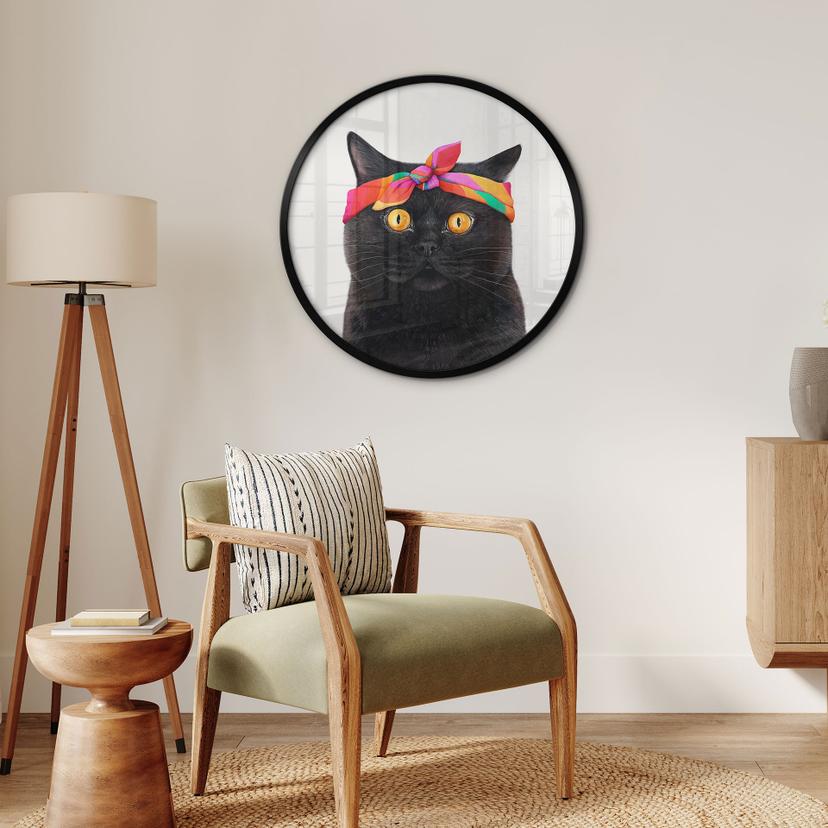 Poster Zwarte Kat met Bandana Rond - Korenkova