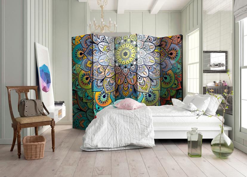 Schermo divisorio - Vetri colorati, 5 pezzi - 225x172 cm