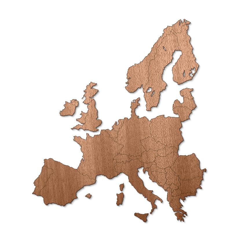 Träkonst mahognyfaner - Karta Europa