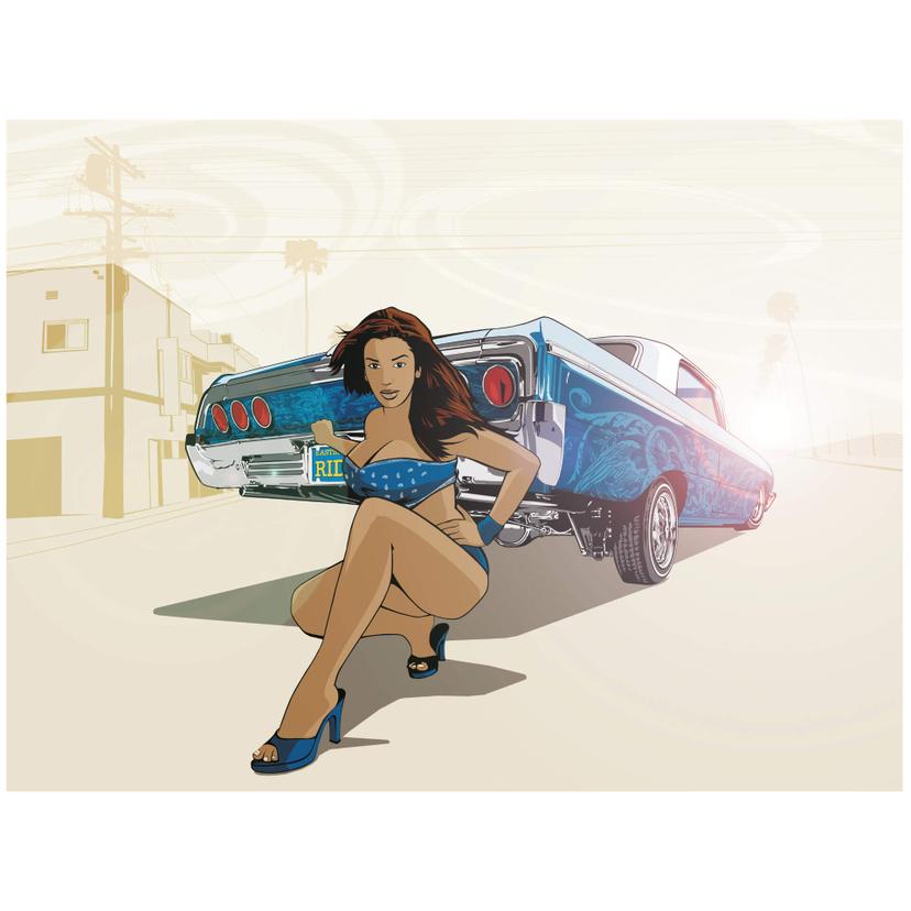 Sticker mural - Comic Girl Voiture 2
