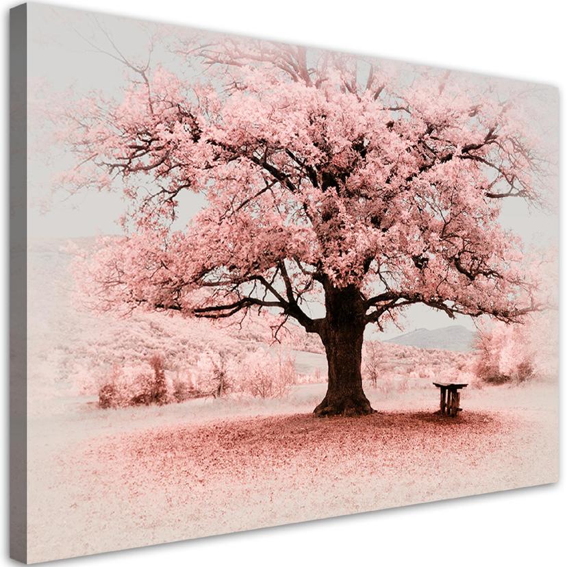 Canvasbillede, Pink træ abstraktion natur