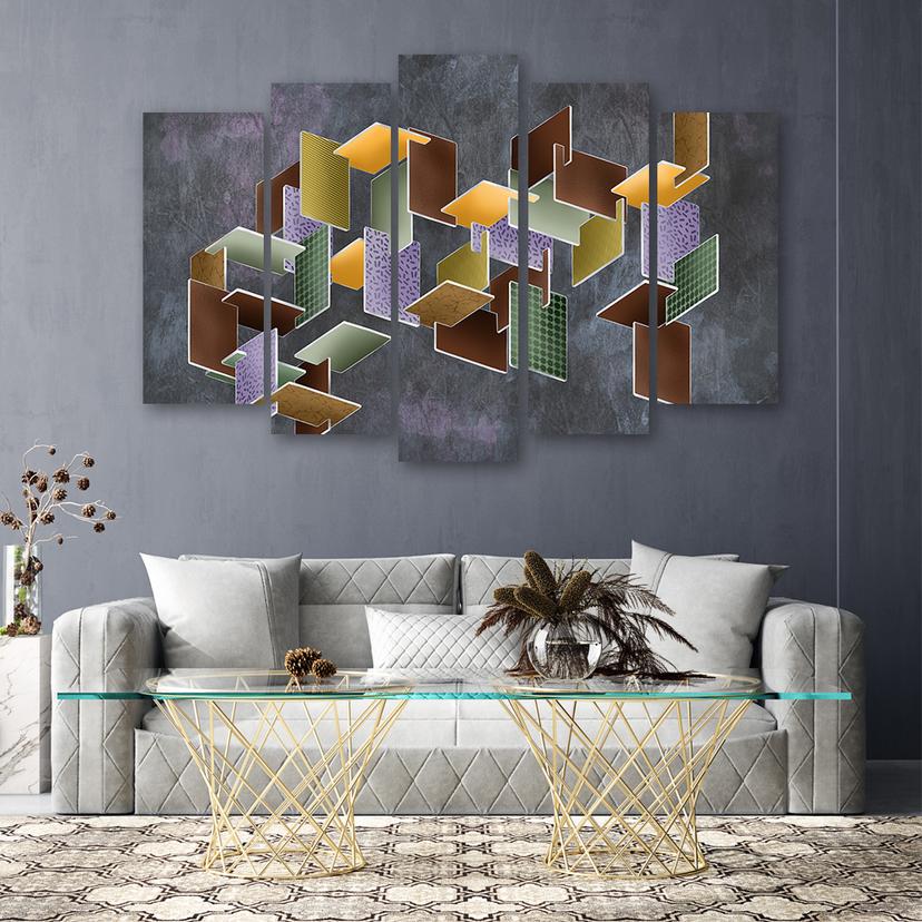 Stampa su tela 5 parti, puzzle 3D