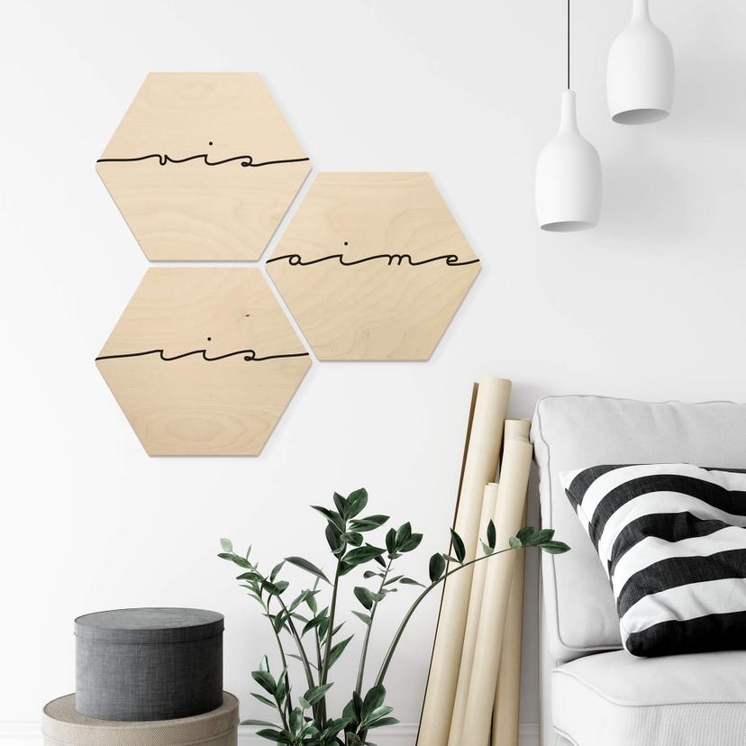 Esagoni in legno - Vis ris aime (Set 3 pz.)