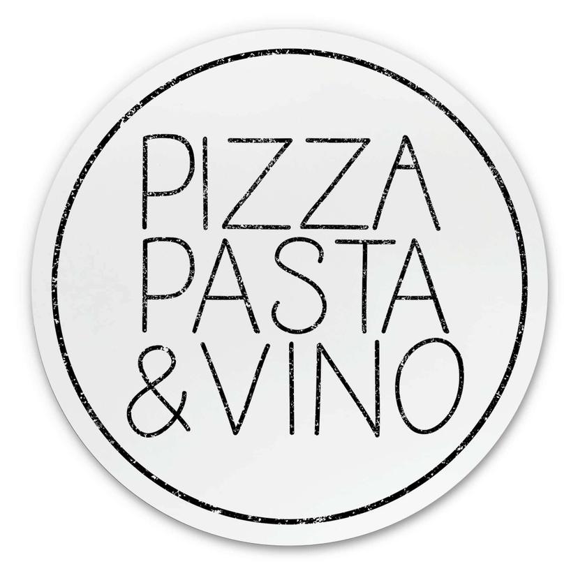 Wandcirkel Pizza Pasta & Vino - wit
