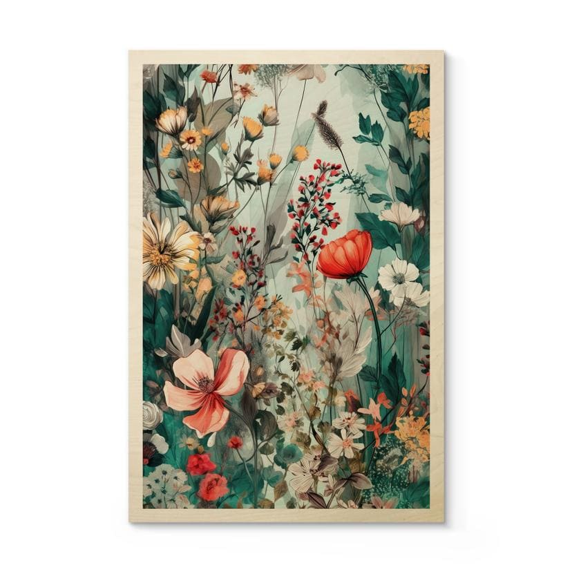 Træplakat Forårseng med blomster - Jaszke