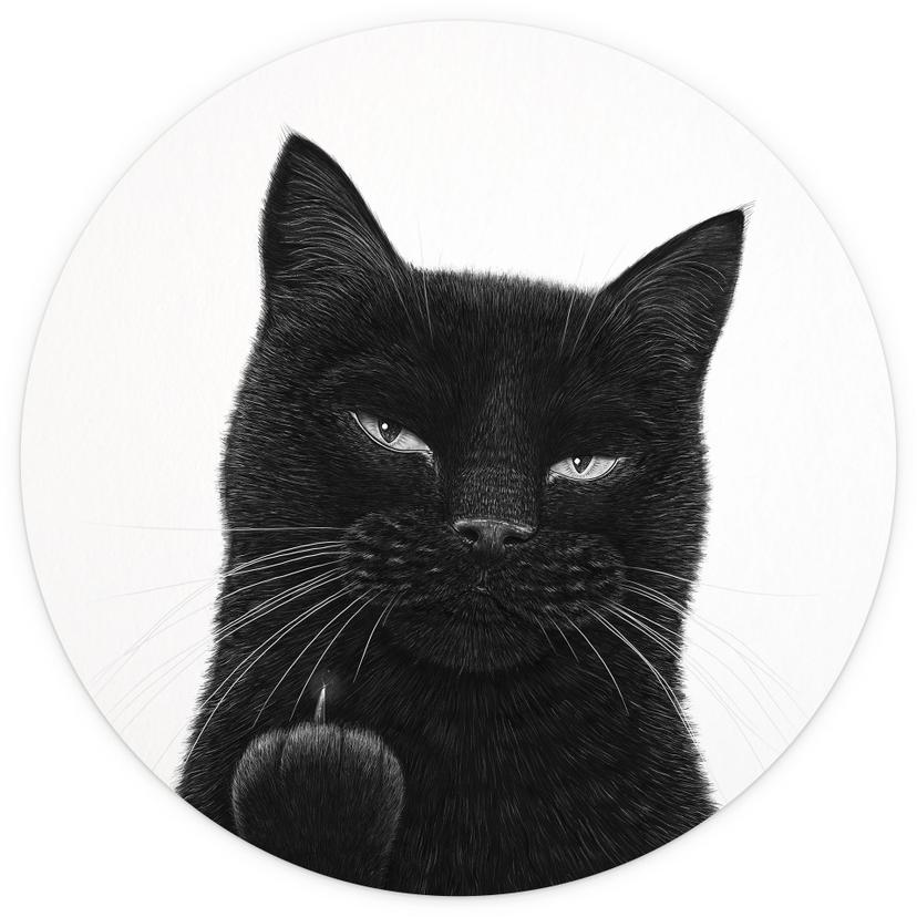 Fototapete Freche schwarze Katze - Korenkova - Rund