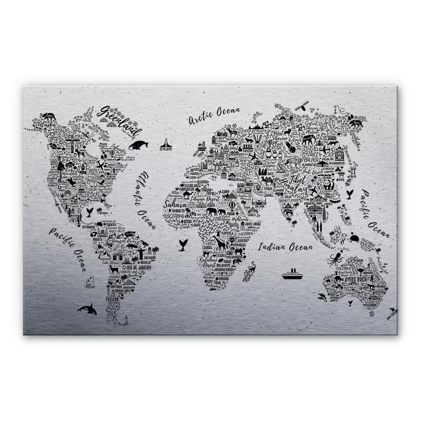 Alu-Dibond Zilver – Around the World