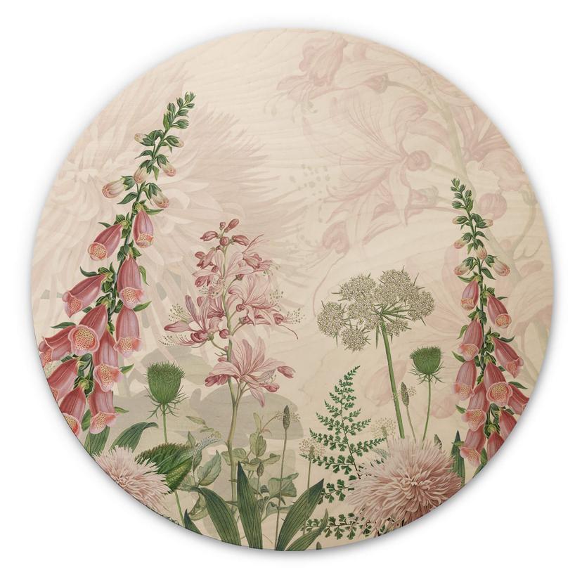 Cuadro de madera Sir Edward - Dedal rosa - Redondo