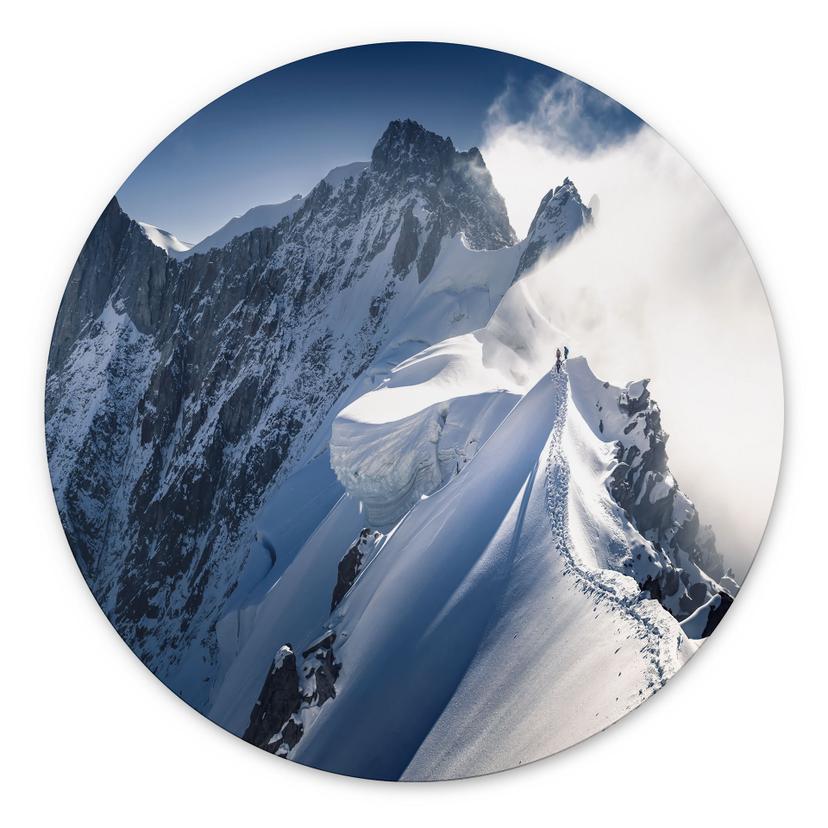 Billede af toppen af Mont Blanc - Nienartowicz - rund – print på aluminium (Alu-Dibond)
