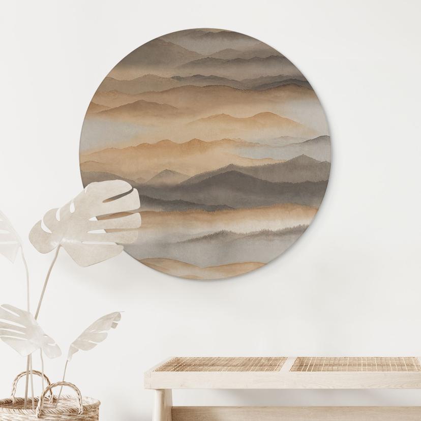 Wandbild Roerich Silence - Warme Berglandschaft - Sir Edward x Grigory Gladarev - Alu-Dibond Rund